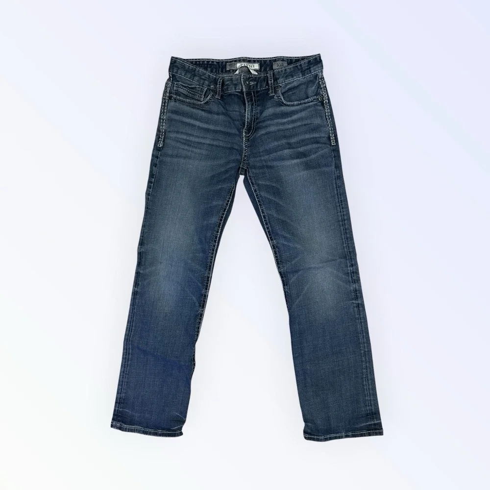 Buckle Bke Jeans men's 33x31 Blue Denim Carter Boot bootcut Distressed Y2k